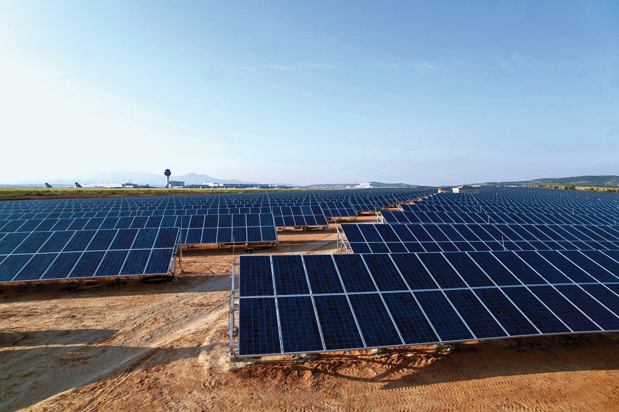 Athens International Airport was one of the first airports to invest in solar technology and has set up a photovoltaic park.